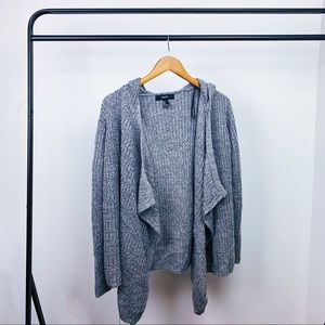 Forever 21 Oversized Hooded Cardigan Gray Small